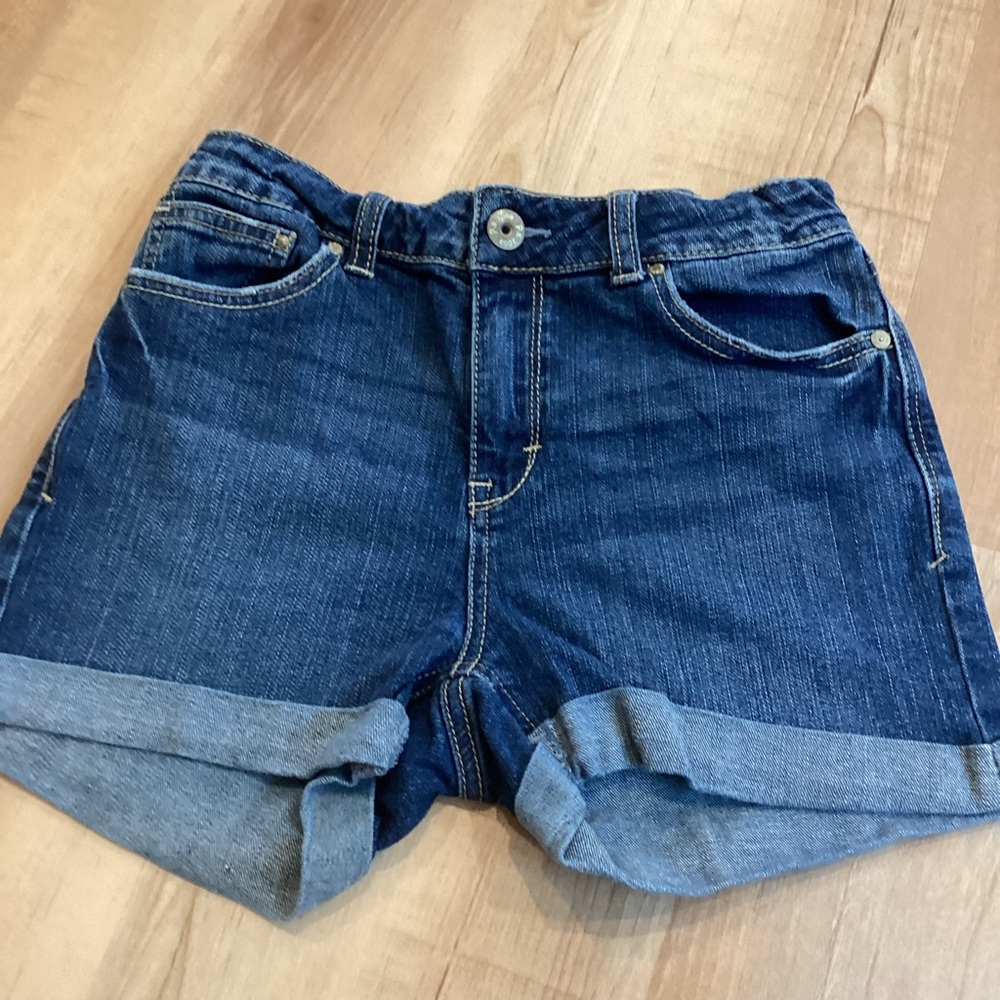 PSNY medium wash blue denim cuffed shirts | girls 14 | summer casual basic cute
